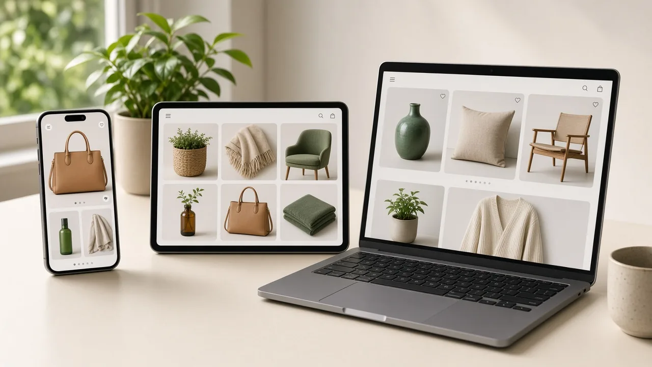 Multi-device product listings representing shopping channels in sync